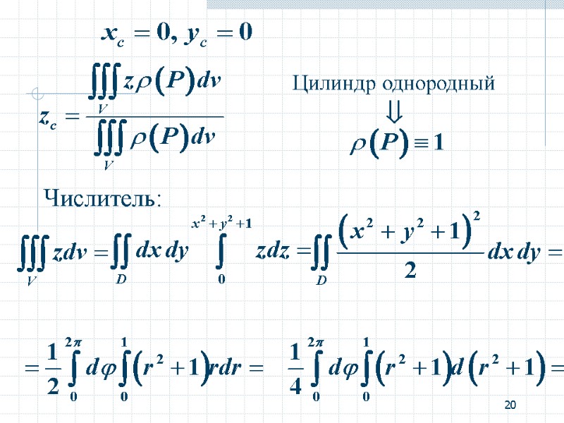 20 Цилиндр однородный Числитель: